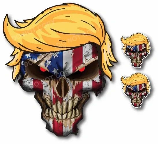 American Flag Decal Large Donald Trump Hair American Flag Skull - Foto 6